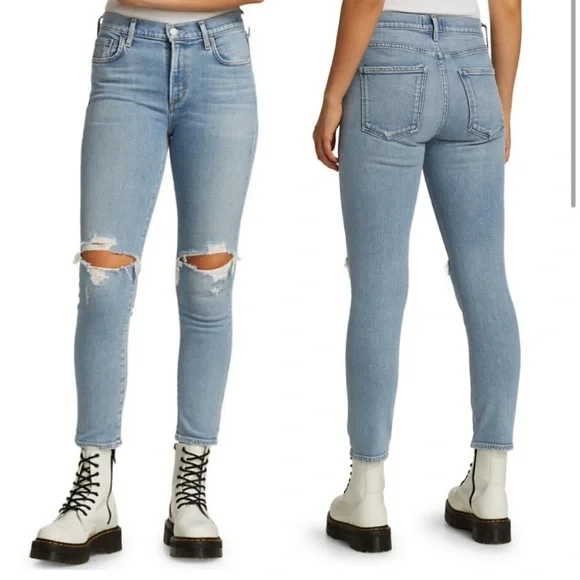 Agolde Toni ripped knee slim straight jeans - Picture 4 of 12